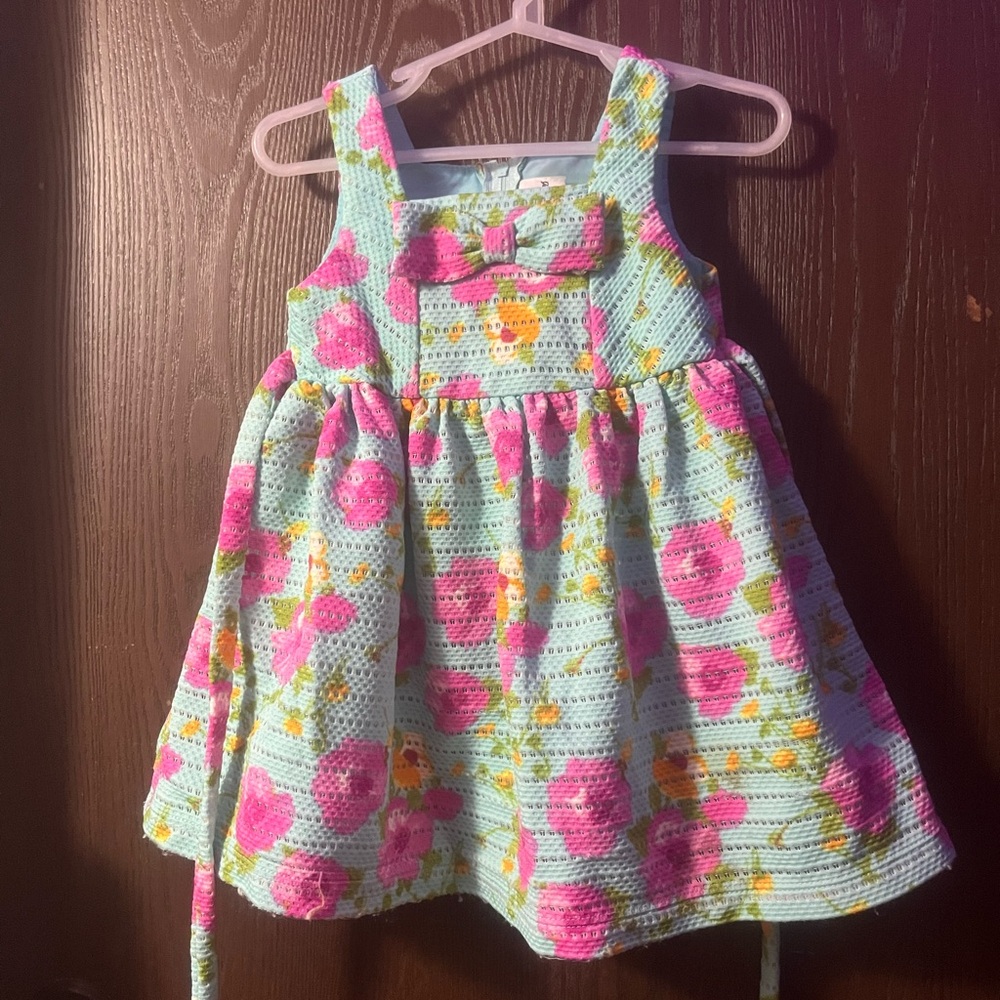 Rare Editions Pink and Green Floral Dress